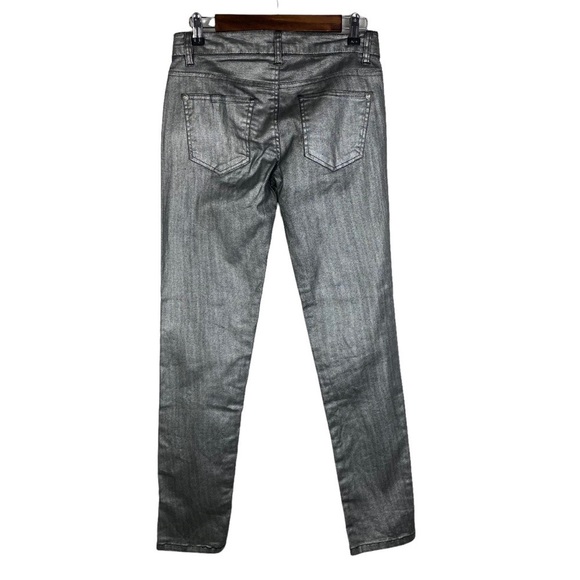 CP Jeans Gray Silver Metallic Skinny Jeans Women's Junior 5 Low Rise NEW - Picture 2 of 10
